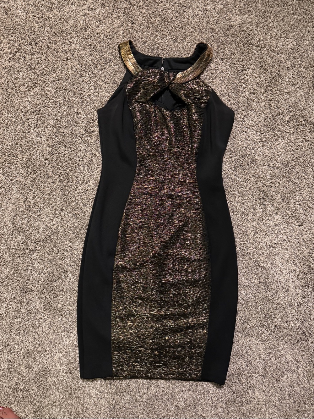 Jax Black Dress with Metallic Gold Accents